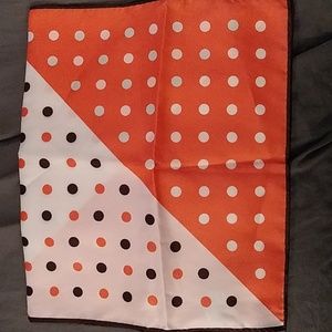 Vintage Ben Goodman women's orange and white poka dot scarf